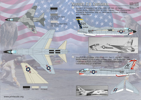 Print Scale 72-095 1/72 Vought F-8 Crusader