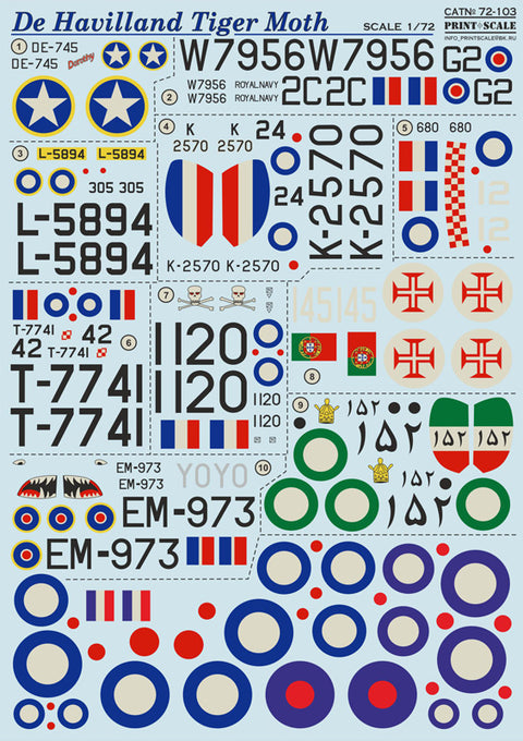 Print Scale 72-103 1/72 DH.82 Tiger Moth