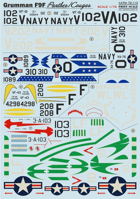 Print Scale 72-113 1/72 Grumman F9F Panther