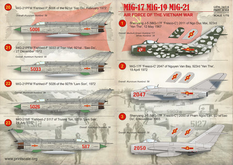 Print Scale 72-116 1/72 MiG Air Force of the Vietnam War 72-116 Scale 1/72