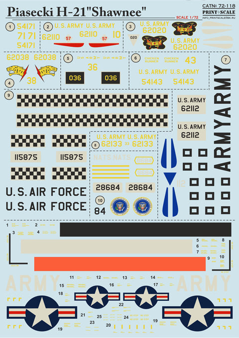 Print Scale 72-118 1/72 Piasecki H-21 Shawnee