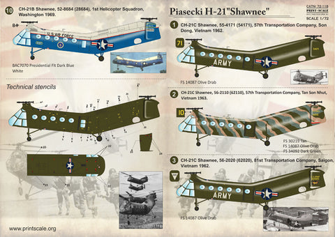 Print Scale 72-118 1/72 Piasecki H-21 Shawnee