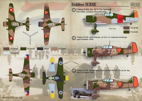 Print Scale 72-123 1/72 Fokker D.XXI