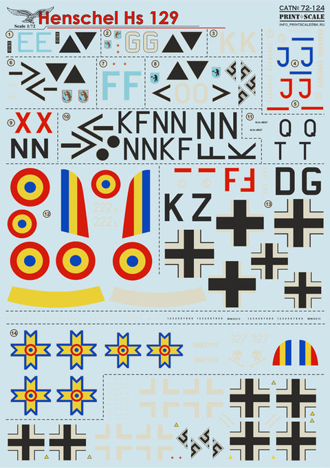 Print Scale 72-124 1/72 Henschel Hs 129