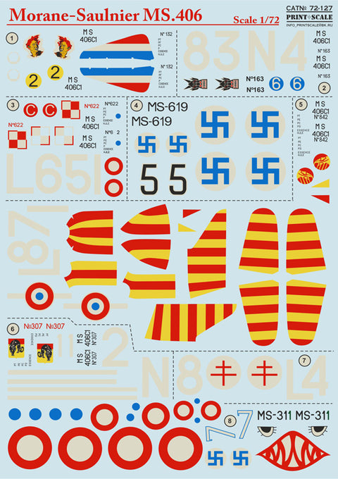 Print Scale 72-127 1/72 Morane-Saulnier MS.406