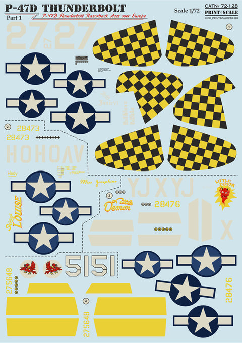 Print Scale 72-128 1/72 P-47D Thunderbolt Razorback Aces over Europe Part1