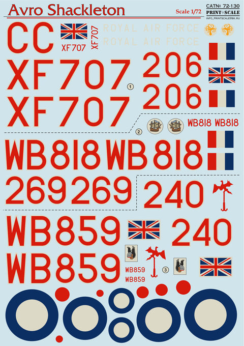 Print Scale 72-130 1/72 Avro Shackleton The complete set 1,5 leaf