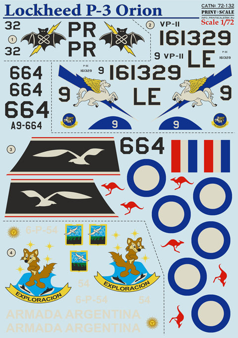 Print Scale 72-132 1/72 Lockheed P-3 Orion The complete set 2 leaf