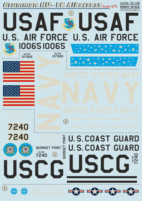 Print Scale 72-136 1/72 Grumman Albatros The complete set 2 leaf