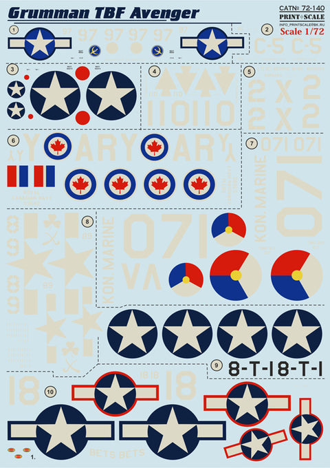 Print Scale 72-140 1/72 Grumman TBF Avenger