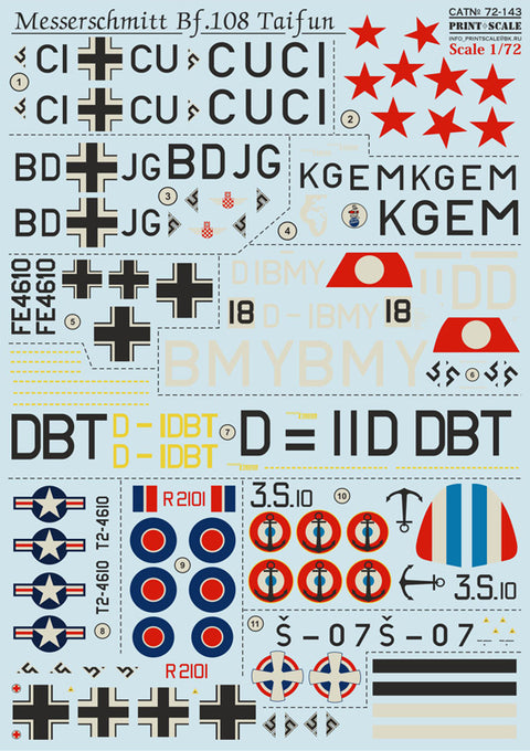 Print Scale 72-143 1/72 Messerschmitt Bf 108 Taifun