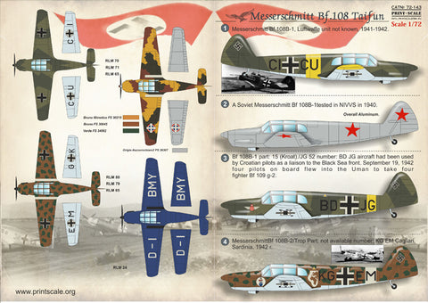 Print Scale 72-143 1/72 Messerschmitt Bf 108 Taifun