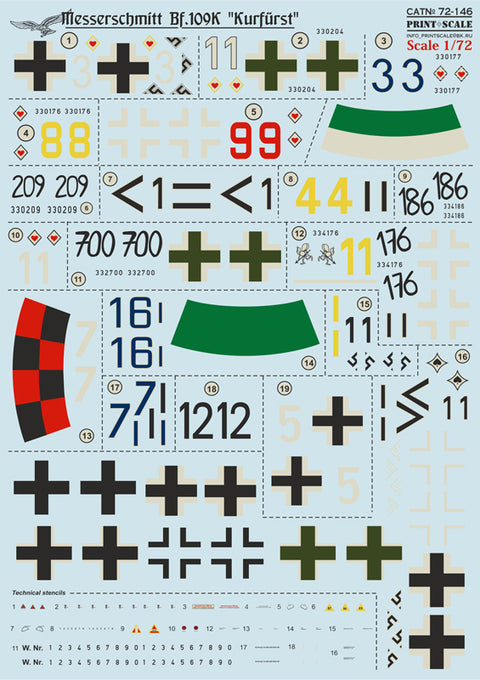 Print Scale 72-146 1/72 Messerschmitt Bf 109 K