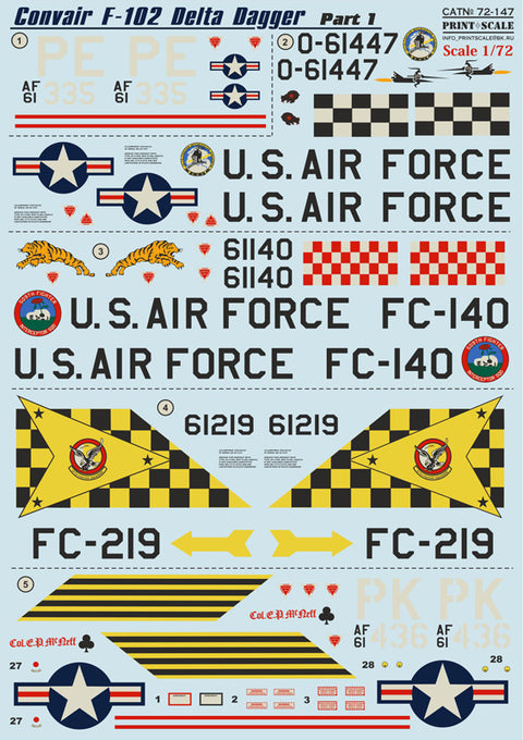 Print Scale 72-147 1/72 Convair F-102 Delta Dagger Part 1 The complete set 1,5 leaf