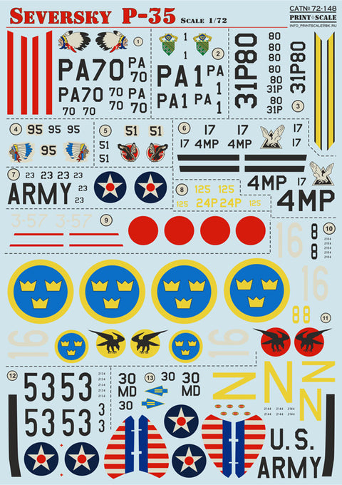 Print Scale 72-148 1/72 Seversky P-35