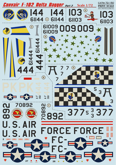 Print Scale 72-150 1/72 F-102 Delta Dagger Part 2 The complete set 1,5 leaf