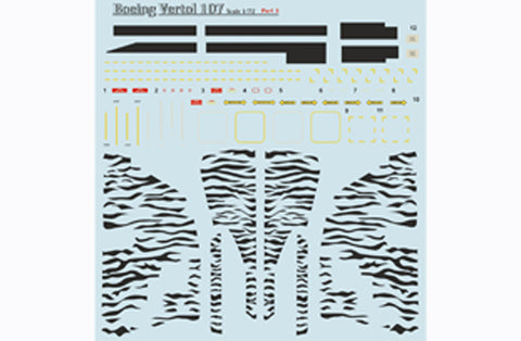 Print Scale 72-154 1/72 Boeing-Vertol 107 Part 3 The complete set 1,5 leaf
