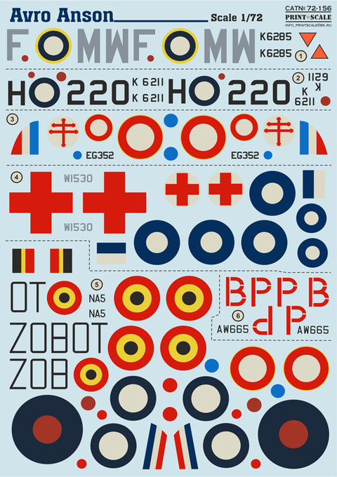 Print Scale 72-156 1/72 Avro Anson