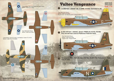 Print Scale 72-157 1/72 Vultee A-31 Vengeance