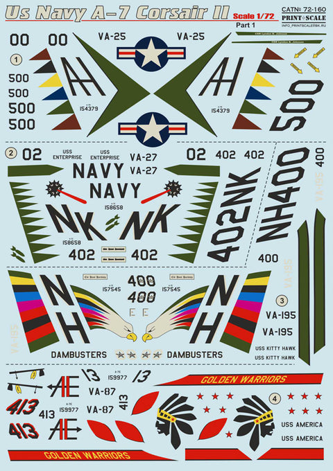 Print Scale 72-160 1/72 A-7 Corsair II Part-1+ A-7 Corsair II technical stencils