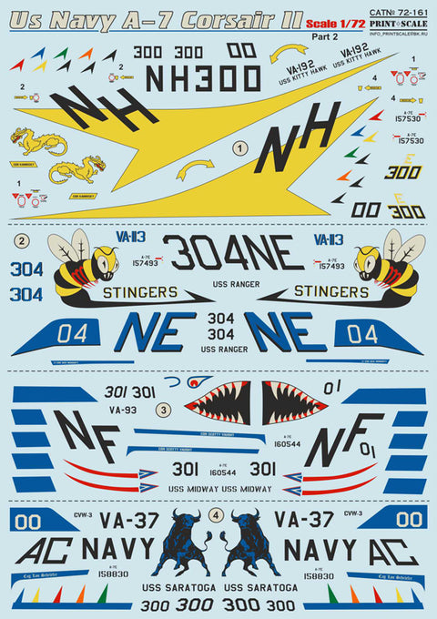 Print Scale 72-161 1/72 A-7 Corsair II Part-2 + A-7 Corsair II technical stencils