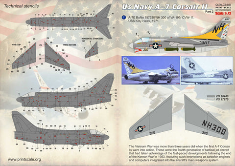 Print Scale 72-161 1/72 A-7 Corsair II Part-2 + A-7 Corsair II technical stencils