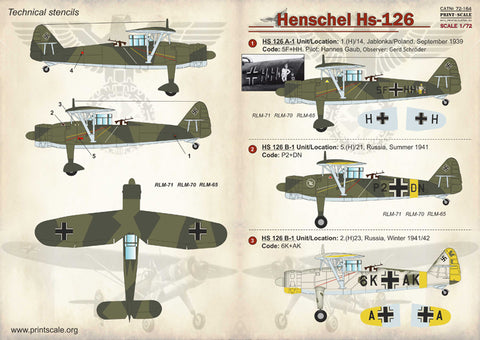 Print Scale 72-164 1/72 Henschel Hs 126