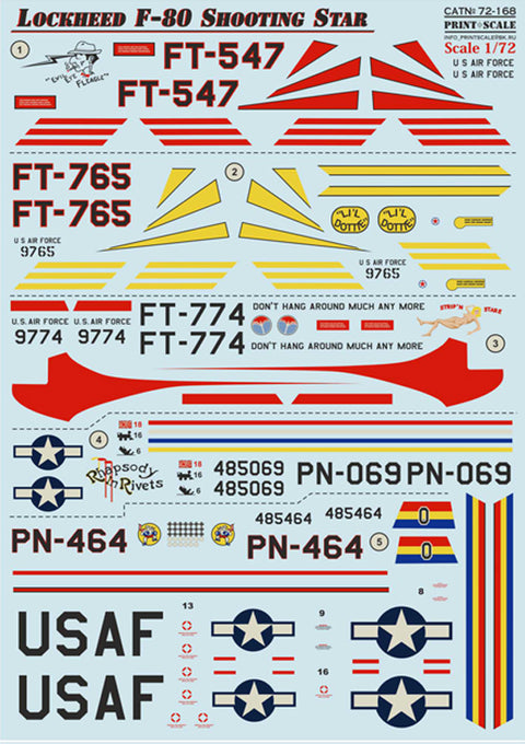 Print Scale 72-168 1/72 Lockheed F-80 Shooting Star The complete set 1,5 leaf