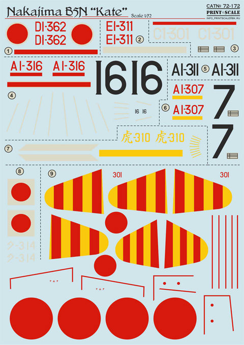 Print Scale 72-172 1/72 Nakajima B5N Kate 72-172 Scale 1/72