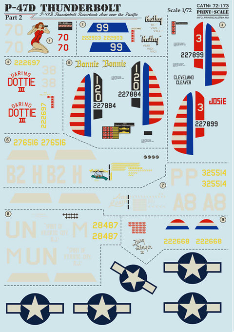 Print Scale 72-173 1/72 P-47D Razorback Aces 72-173 Scale 1/72