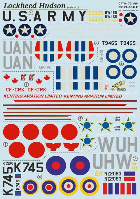 Print Scale 72-186 1/72 Lockheed Hudson