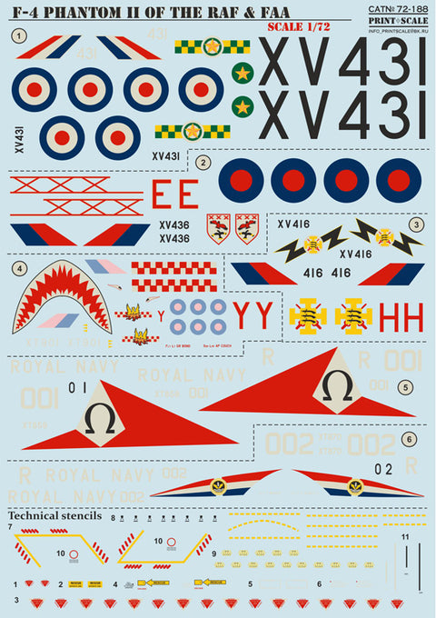 Print Scale 72-188 1/72 F-4 Phantom II of the RAF & FAA 72-188 Scale 1/72 In the complete set 1,5 sheets