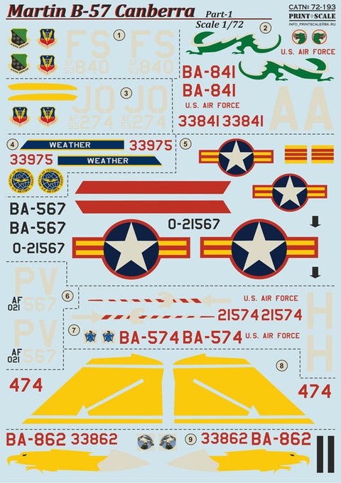 Print Scale 72-193 1/72 B-57 Canberra Part 1 In the complete set 2 sheets