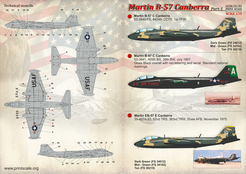 Print Scale 72-193 1/72 B-57 Canberra Part 1 In the complete set 2 sheets