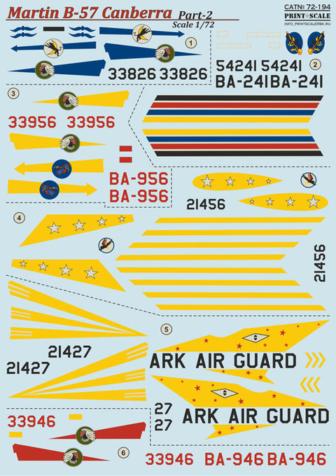 Print Scale 72-194 1/72 B-57 Canberra Part 2 In the complete set 2 sheets