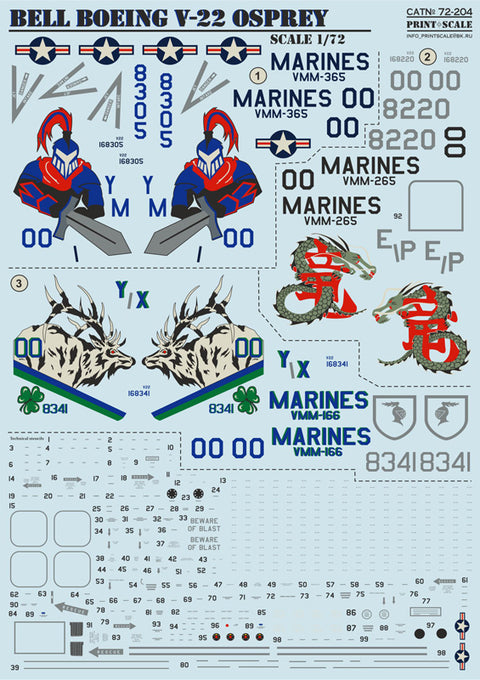 Print Scale 72-204 1/72 Bell-Boeing V-22 Osprey