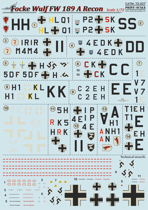 Print Scale 72-207 1/72 Focke Wulf FW 189 A Recon