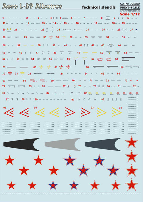 Print Scale 72-209 1/72 Aero L-39 Albatros technical stencils