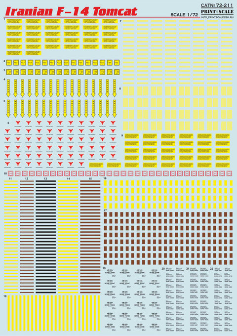 Print Scale 72-211 1/72 Grumman F-14 Tomcat Iranian 72-211 Scale 1/72 The complete set 2 leaf