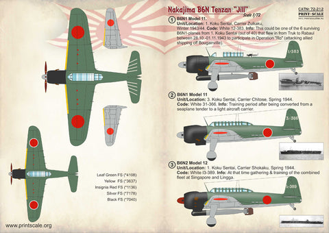 Print Scale 72-212 1/72 Nakajima B6N Tenzan Jill