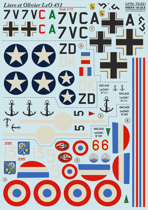 Print Scale 72-221 1/72 Liore et Olivier LeO 45