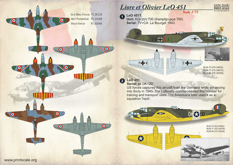 Print Scale 72-221 1/72 Liore et Olivier LeO 45