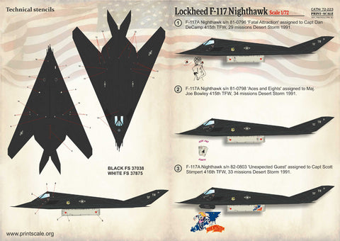 Print Scale 72-223 1/72 Lockheed F-117 Nighthawk 72-223 Scale 1/72