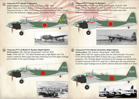Print Scale 72-224 1/72 Yokosuka P1Y Ginga In the complete set 1,5 sheets