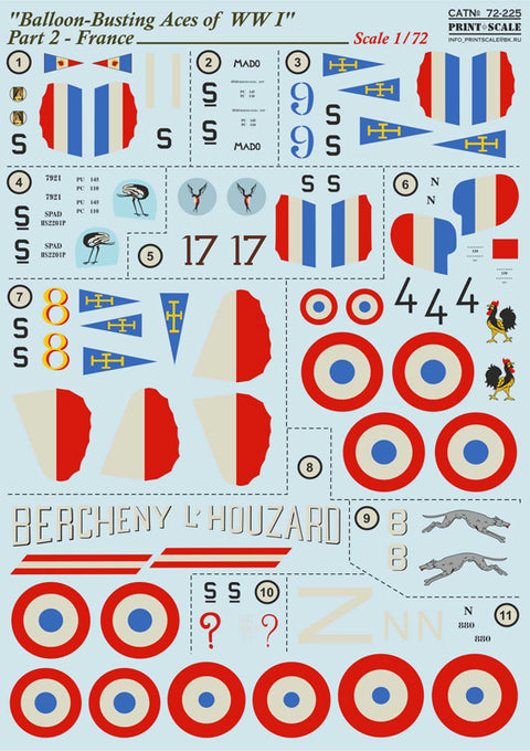 Print Scale 72-225 1/72 Balloon-Busting Aces of WW I Part 2 France
