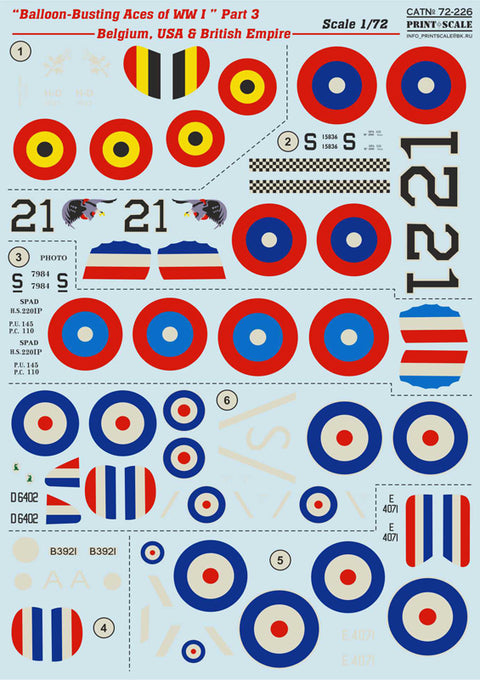 Print Scale 72-226 1/72 Balloon-Busting Aces of WW I Belgium Part 3