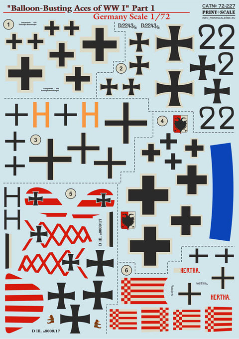 Print Scale 72-227 1/72 Balloon-Busting Aces of WW I Part 1