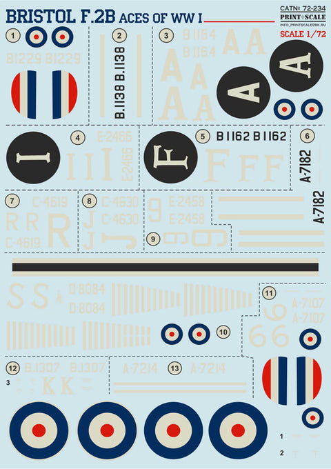 Print Scale 72-234 1/72 Bristol F.2B Aces of WW I