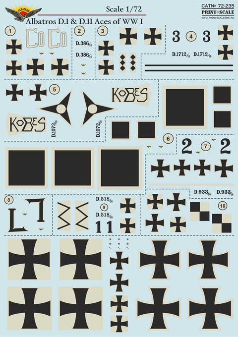 Print Scale 72-235 1/72 Albatros D.I & D.II Aces