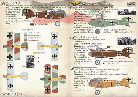 Print Scale 72-235 1/72 Albatros D.I & D.II Aces